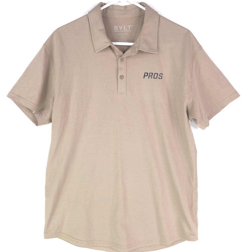 BYLT Premium Basics Signature Men's Large Sand Drop Cut Short Sleeve Polo Shirt